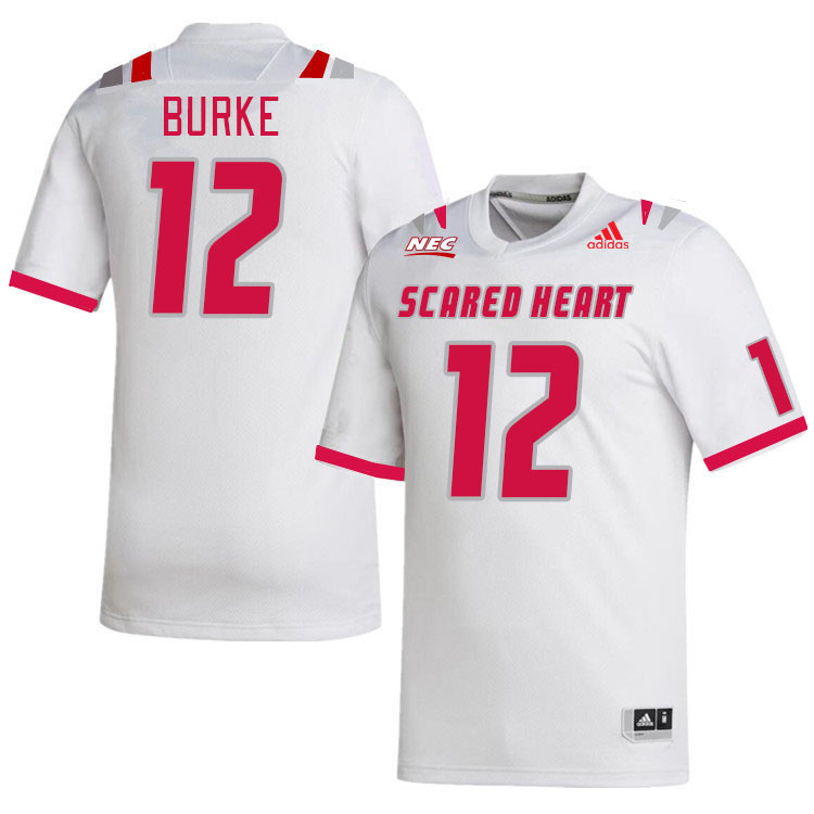 Men-Youth #12 Mike Burke Scared Heart Pioneers 2023 College Football Jerseys Stitched-White